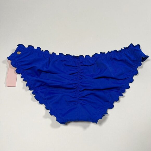 Victoria Secret XXL / 2XL Bikini Bottom Ruffle Ruffled Cheeky Ruched Back Blue - Picture 1 of 6